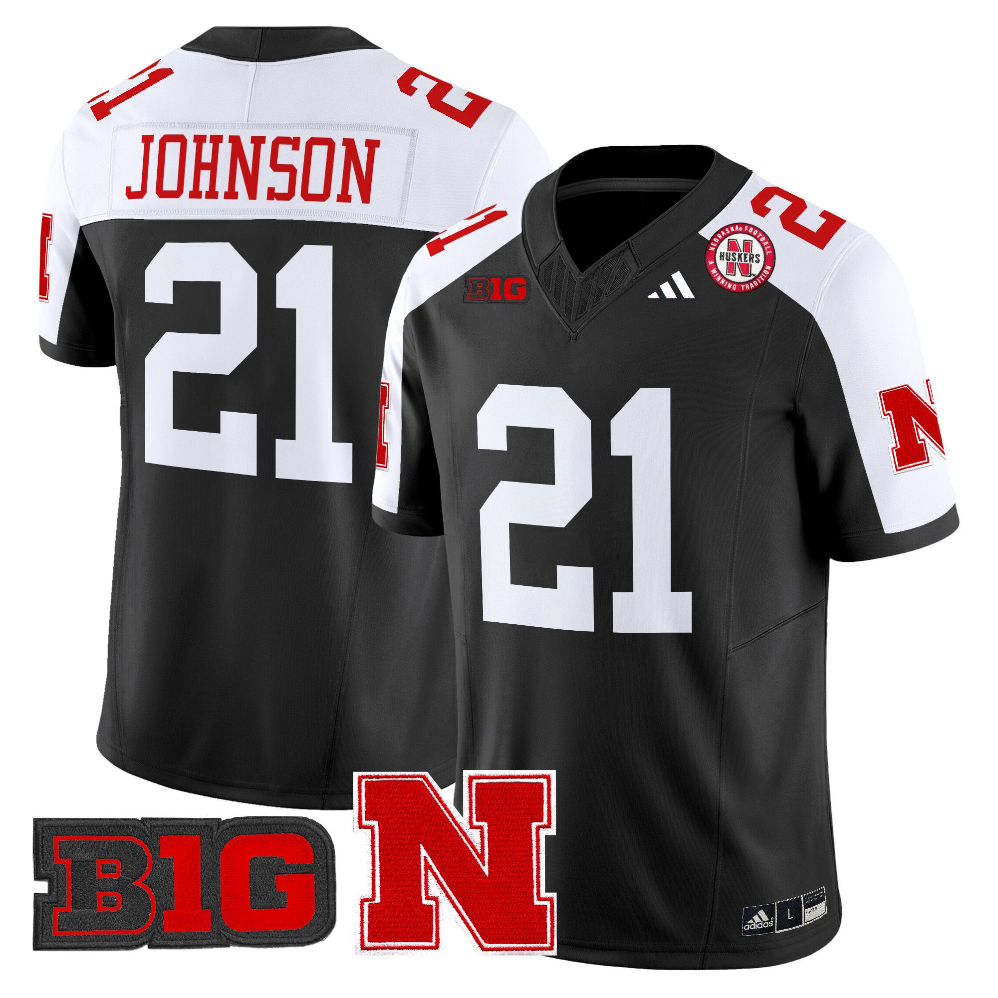 Men Nebraska Cornhuskers #21 Johnson Black 2024 Vapor Limited NCAA Jersey